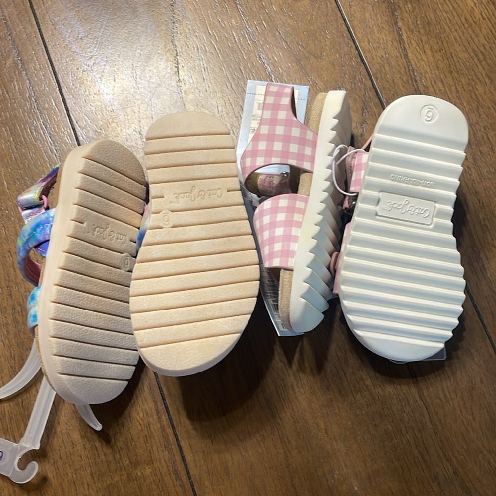 Cat & Jack Toddler Girls Chaya Footbed Sandals Pastel Tie Dye Pink Blue - Size 6 - Picture 13 of 13